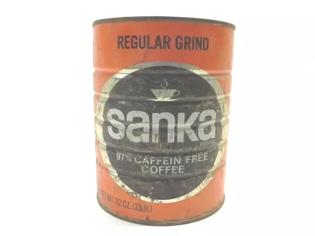 Vintage Sanka Coffee Regular Grind 32 Oz 2Lb Can No Lid Pre-Owned Used