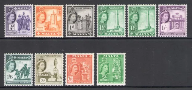1956-58 MALTE - Effigies de la reine Elizabeth II - Stanley Gibbons n° 266-82 -
