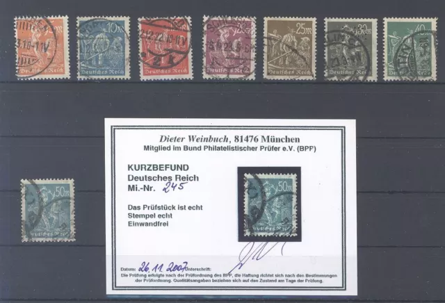 Dt. Reich Mi.Nr. 238-45, Freimarken 1922 gestempelt, 243-45 geprüft (3334)