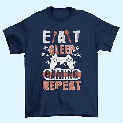Funny Gamer T Shirt EAT SLEEP GAMING REPEAT Sizes Small to 6XL Video Games Gift