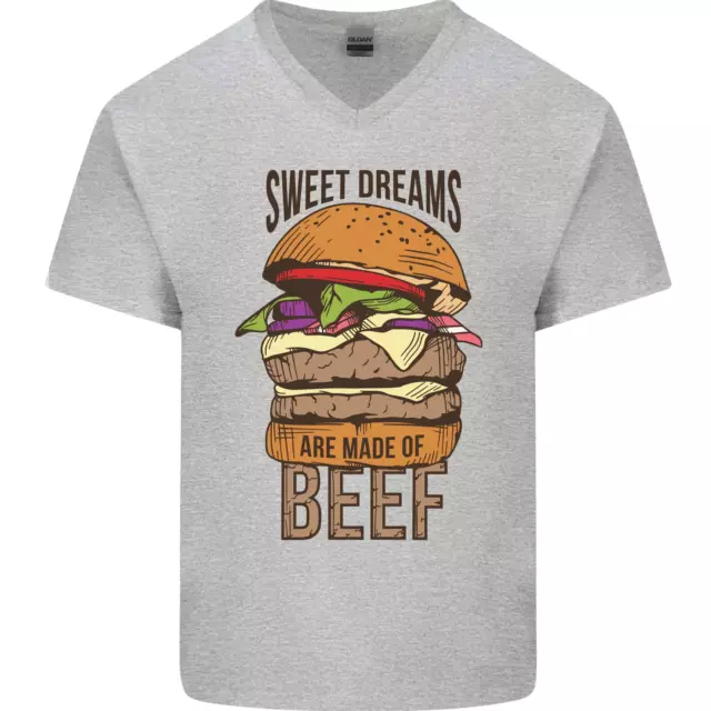 Food Sweet Dreams Beef Funny Chef BBQ Cook Mens V-Neck Cotton T-Shirt