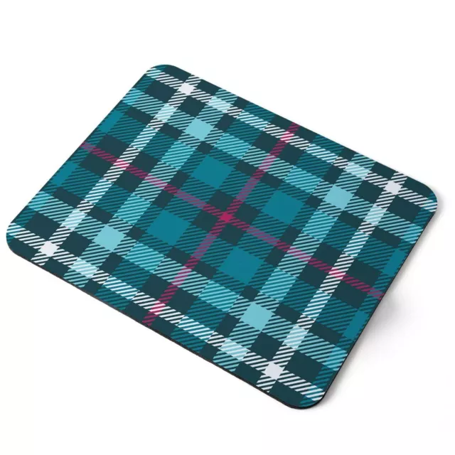 Mouse Mat Pad - Scottish Teal Pink Tartan Scotland Laptop PC Desk Office #12328