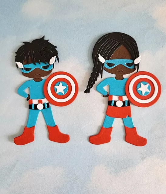 Die Cuts cut card topper superhero captain america x2  girl boy person of colour