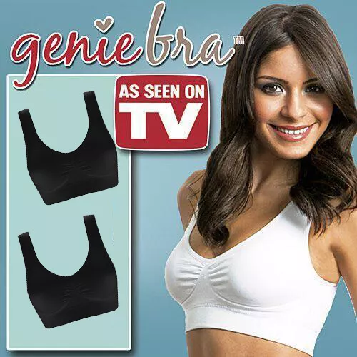 2X Genuine Genie Bra Comfort Support Seamless S M L XL XXL XXXL 2 Black ONLY