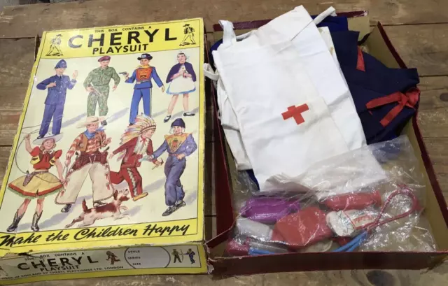 1950s Vintage Boxed Cheryl Nurse Playsuit Costume Child age 8-10 yr Dressing Up