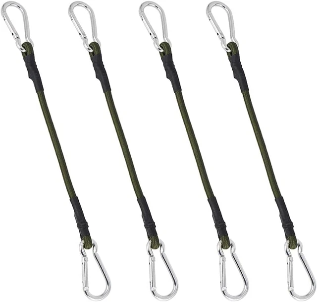 4Pcs Bungee Cord with Carabiner Hook Heavy Duty Straps Strong Elasti