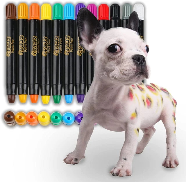 12Pcs Pet Paint Pen, Temporary Dog Hair Dye, Non-Toxic Dog Safe Color Crayons, W