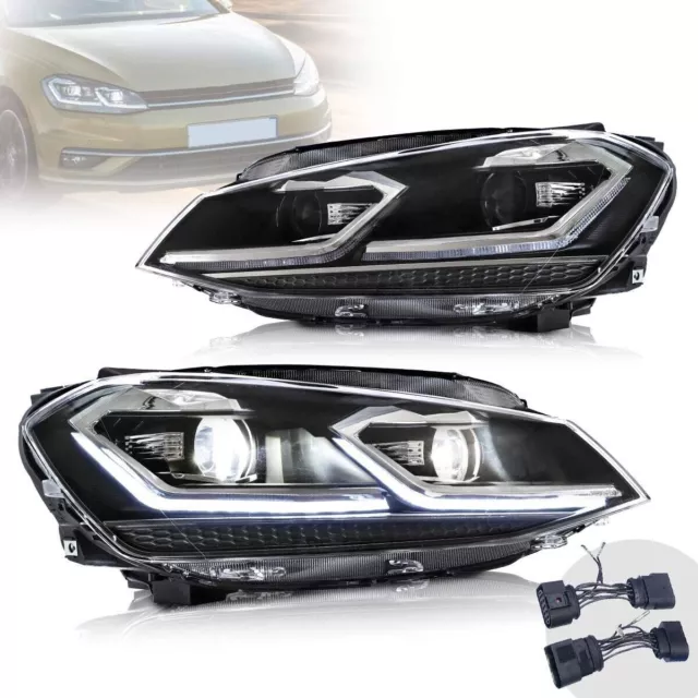 Headlights LED  For Volkswagen VW GOLF MK7.5 2017-2020 Silvery Line Front Lights