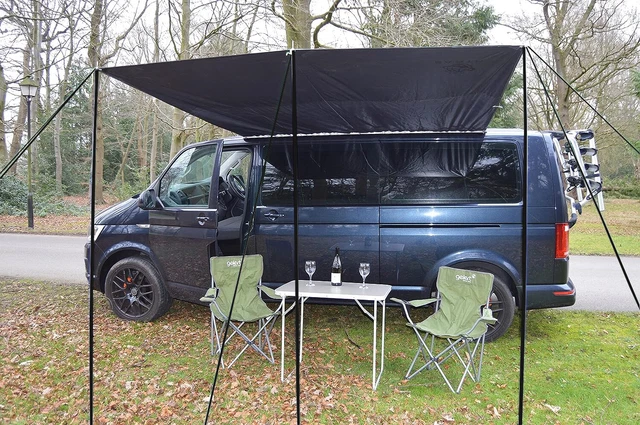 Wild Earth Deluxe Sonnensegel Für Wohnmobil & Camper – 2,4 M X 3 M, Dunkelgrau, Wasserdicht & UV-beständig