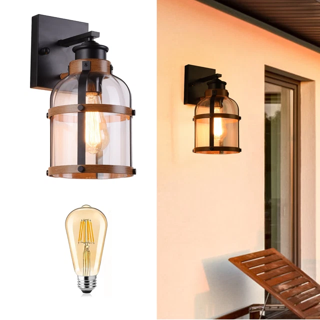 Antik Retro Vintage Industriell Holz Wandleuchte Wand Lampe Wandleuchter Licht