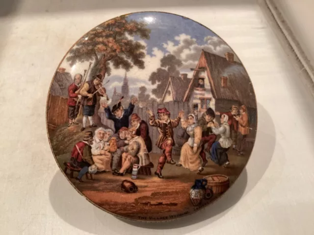 Prattware  Pot Lid   “ The Village Wedding “