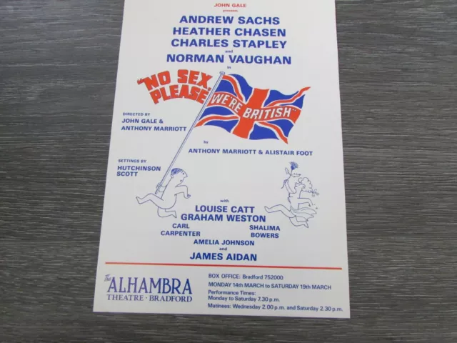 Andrew Sachs in No Sex Please we're British Alhambra Theatre Bradford Flyer