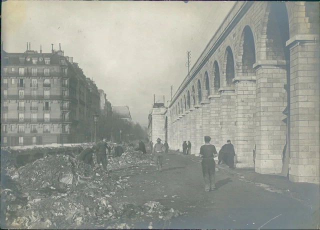Janvier 1910, inondations à Paris Vintage silver print, viaduc d&#039;Auteuil