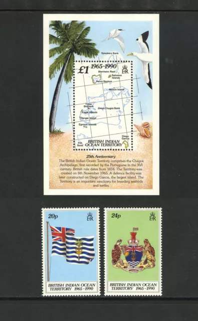 M5860 British Indian Ocean Territory 1990 SG108/9+MS110 - 25th Anniversary + m/s