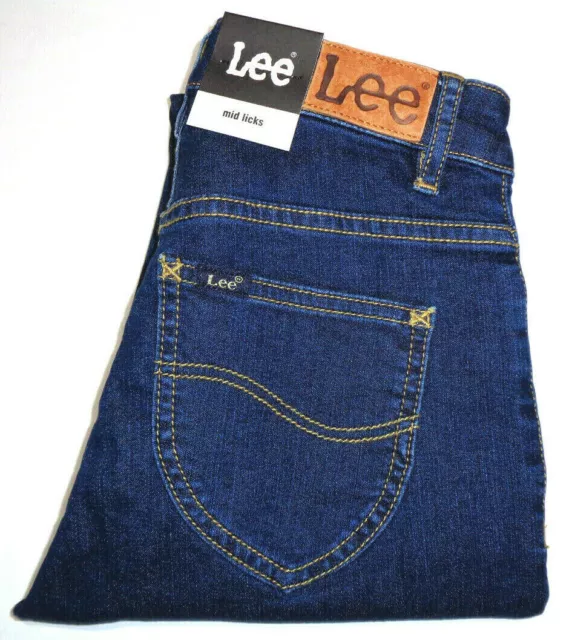 Lee BNWT Womens Size 7 Measured W23 X L31 Mid Licks Indigo Stone Denim Jeans