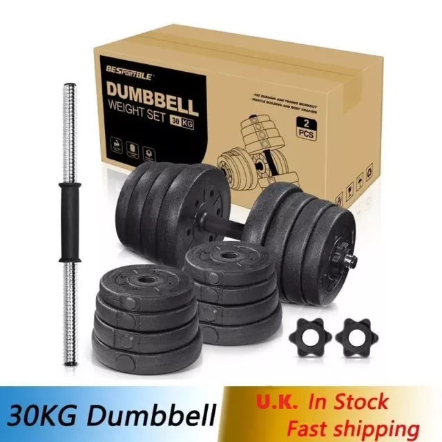 30Kg Adjustable Dumbbell Set Home Gym Workout Solid Dumbells Weights Set