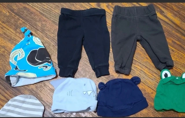 baby boy  NB/ 0-3 months lot. Pants, caps, bottles, clothing & other misc infant 3