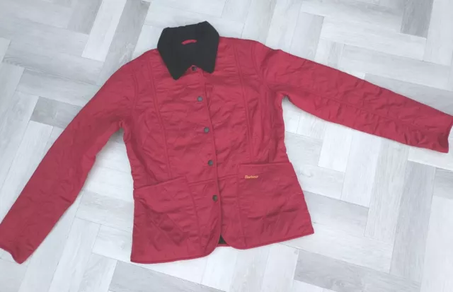 GENUINE   Ladies Barbour quilted jacket size 10 UK/ RED/ LIDDESDALE POLARQUILT