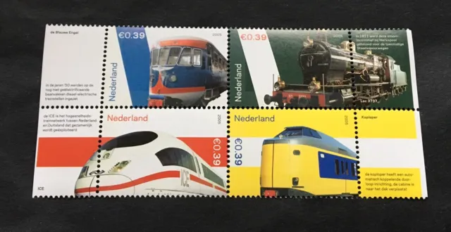 Netherlands Nederland 2005 Trains - 4 mint stamps - Michel No. 2338-2341