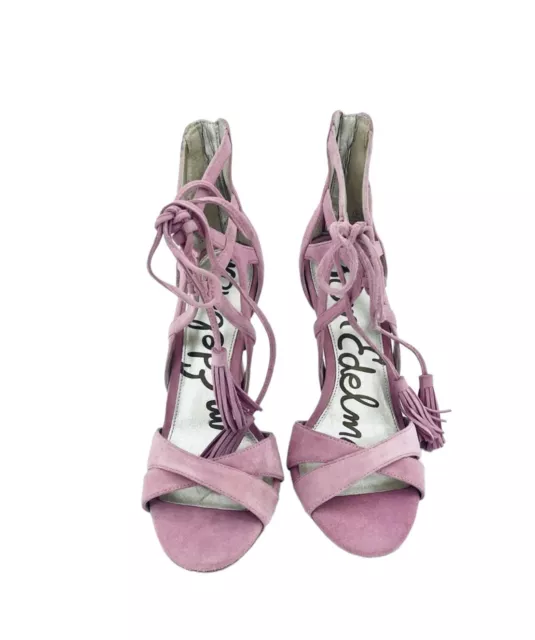Sam Edelman Azela Pink Suede Leather Lace Up Sandals Shoes Heels SZ 7.5 NEW SH14 3