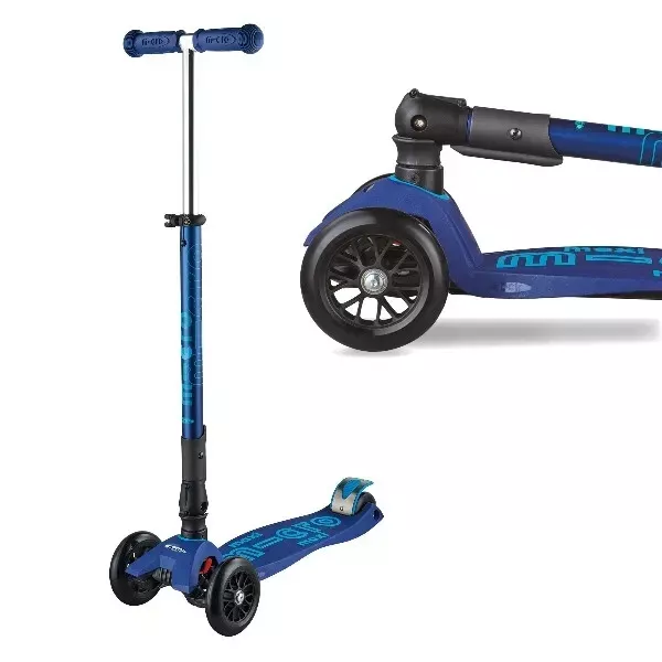 Micro Scooters Maxi Micro Deluxe 3-Wheel Foldable Scooter Navy Blue 5-12 Years