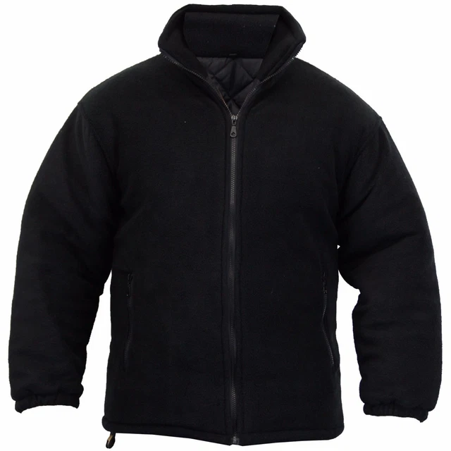 Mens Extra Thick Fleece Heavy Duty Work Jacket Coat Padded Anti Pill Black S-5Xl 2