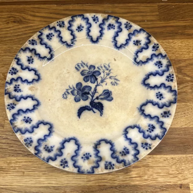 Antique 19th Century Dutch English Delft Polychrome Plate,garden Flowers