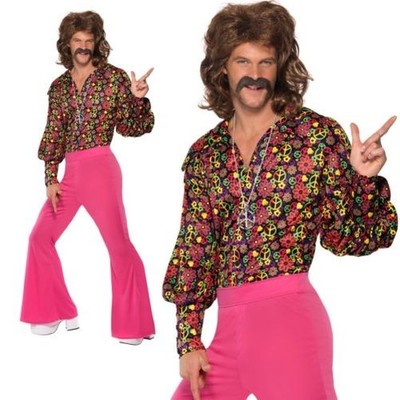 Da Uomo ANNI'60 CND Slack Suit Costume Hippie Groove Peace & Love razzi 