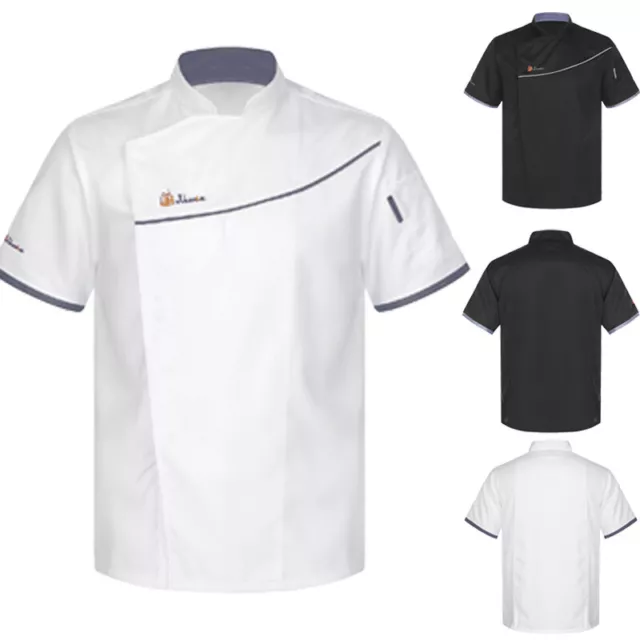 Unisex Uniform Chef Jacket Restaurant Shirts Costume Stand Collar Canteen Mens