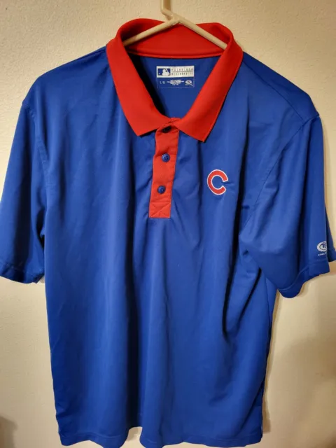 chicago cubs polo size Large blue red short sleeve knit 28 L 23 across front che