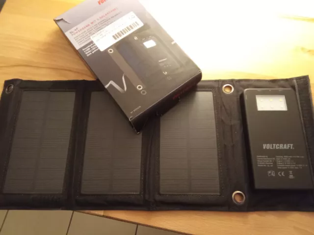 Voltcraft SL-4F Camping Solar-Ladegerät Powerbank Kapazität 4000mAh USB Schwarz