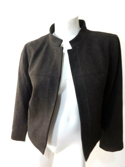 Ann Taylor Donna Marrone Misto Lana Giacca Blazer Taglia 6