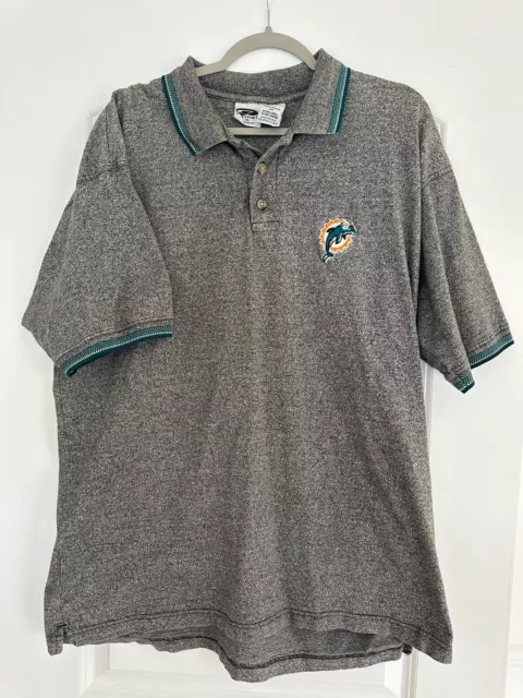 Vintage 1998 Miami Dolphins Polo Shirt Mens XL The Edge NFL Football Grey 