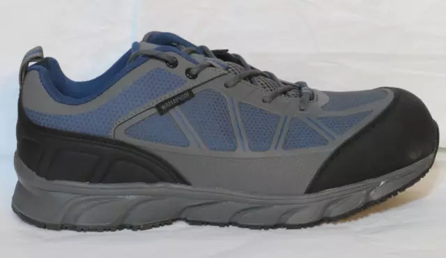 Propet Men Sneaker Us 9.5 M (D) Seeley Ii Gray Blue Comp Toe Puncture Resist Nib