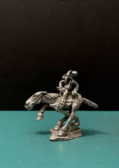 Boyd Perry Pewter Cowboy Bronco Horse Wild Stallion Animal Diorama Art Figurine