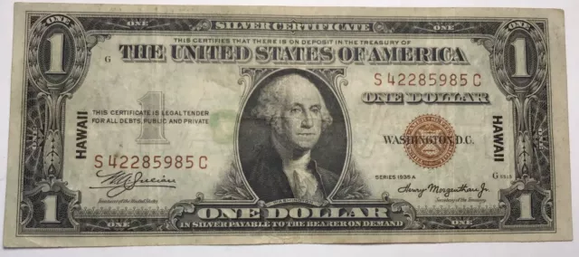 1935-A $1 One Dollar Note Hawaii Silver Certificate