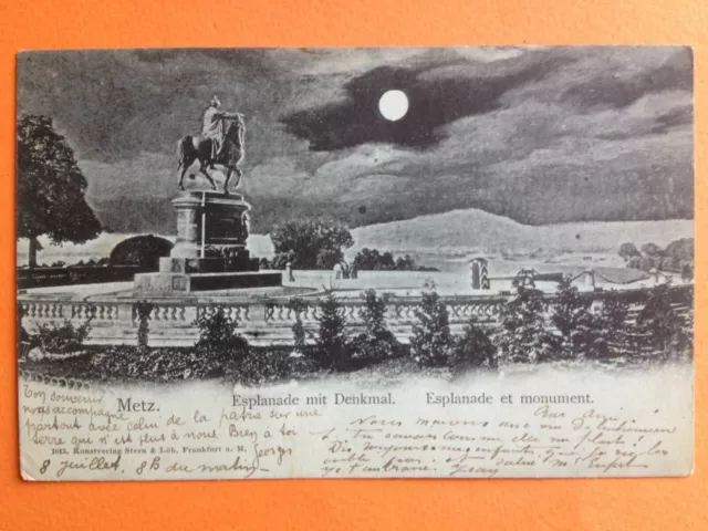 cpa de 1898 ALSACE 67 - METZ esplanade with monument MONUMENT Clair de Lune