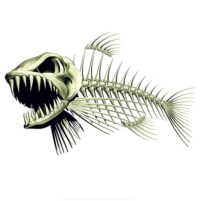 KOMBIUDA 2pièces Autocollants De Poissons Pour Voiture Stickers Décoratifs Motif De Squelette De Poisson Pour Kayak Canoë Et Accessoires De Barque Pour Lisses Et Propres