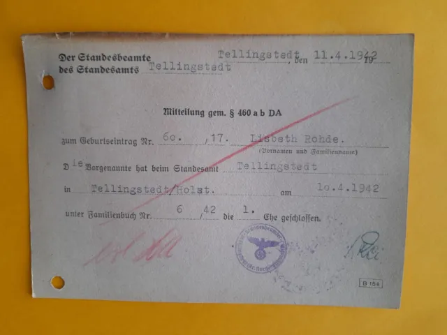 German Registery Office Documents ( Standesamt)  1940  *  1945    65