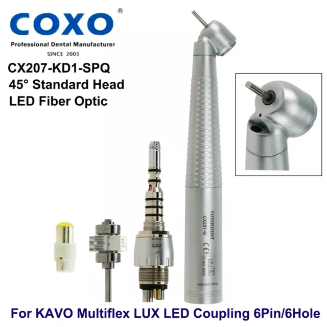 COXO Dental 45° LED Fiber Optic High Speed Handpiece Turbine MULTiflex Coupling