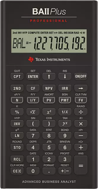 Texas Instruments TI-BA II Plus Professional Finanzrechner 10-stellig schwarz