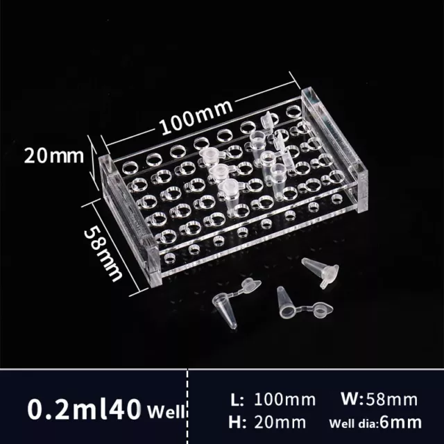 Acrylique Plastique Test Tube Support Rangement 0.2ml 0.5ml 7ml 10ml50ml100ml 2