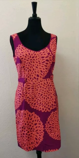 Boden Women's Shift Dress Cotton -Pink Orang Floral Summer Holiday Party -Size12