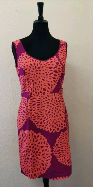 Boden Women's Shift Dress Cotton -Pink Orang Floral Summer Holiday Party -Size12