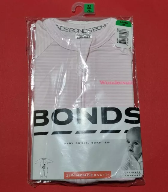 Bonds Zip Wondersuit 000 0-3mths GIRLS BONDS PINK white JUMPSUIT BRAND NEW