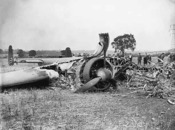Wreckage Of A German Dornier Bomber Aircraft 1940 Old Photo