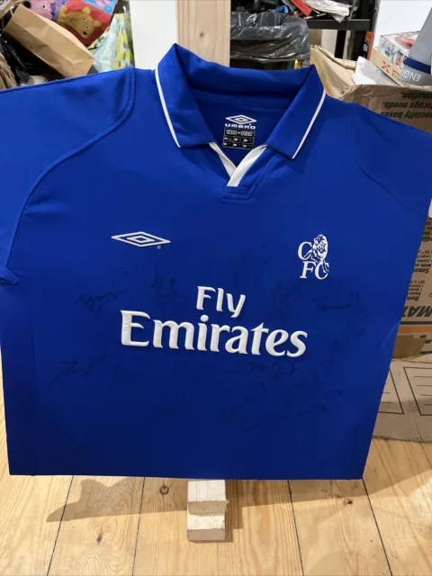 Vintage 2001/02 Chelsea Shirt Mens XL Signed By Team With COA From Ken Bates