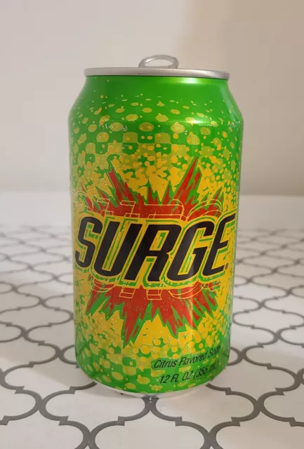 Vintage 1999 Surge Citrus Soda Empty Pop Can, 12 FL Oz, Coca-Cola Coke