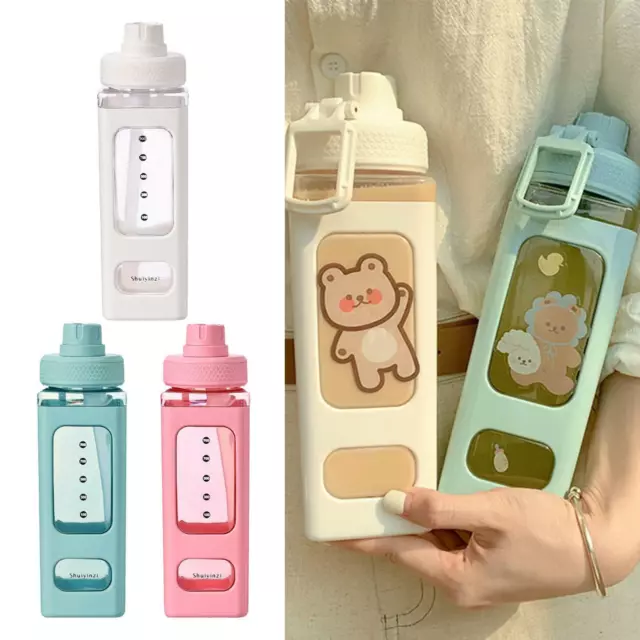 Kawaii Water Bottle With Straw And Sticker 23.6Oz No Leak Large