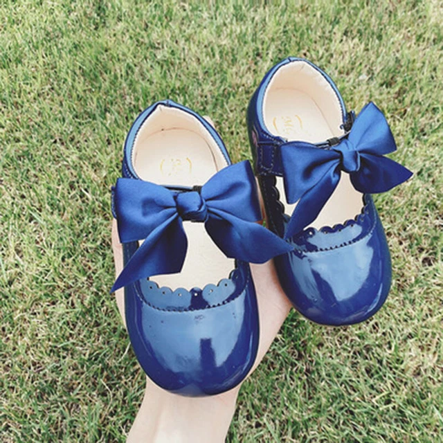 Scarpe Bambino Bambini Bambine Fiocco Spagnolo Matrimonio Piatto Festa Brevettato 4-8 4